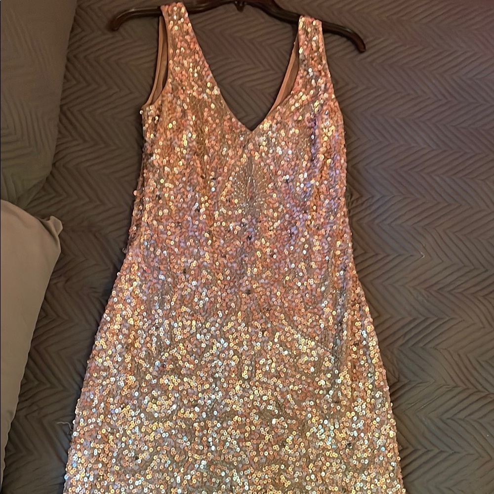 Sequin Sleeveless Dress - Gold